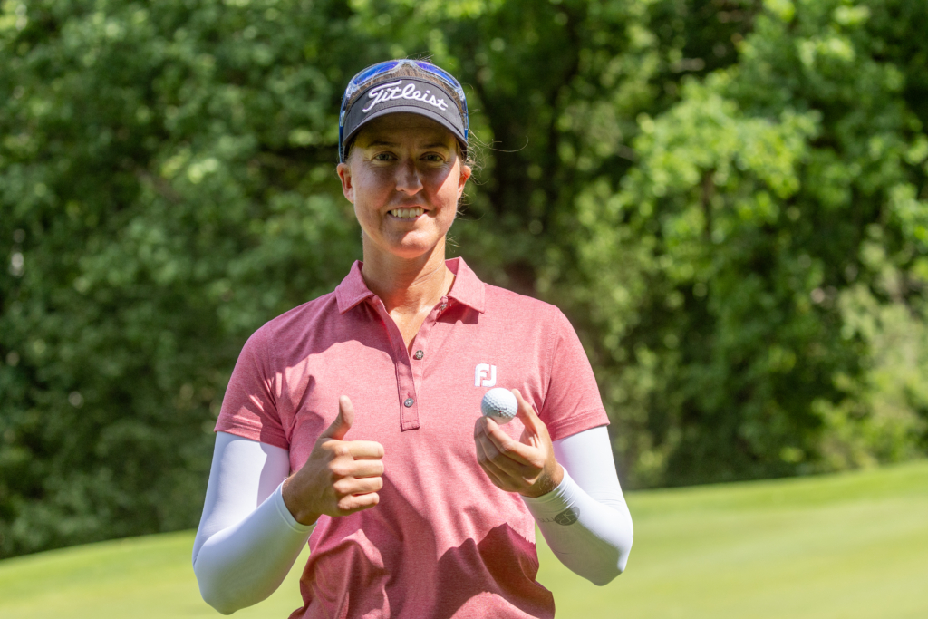 Louise Stahle of Sweden celebrates her hole in one